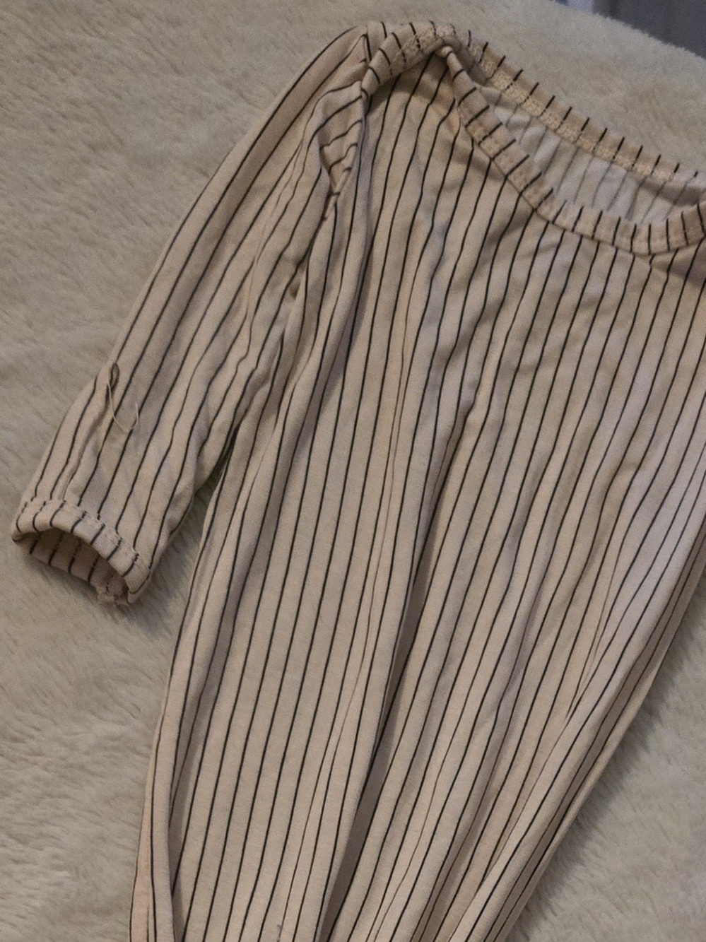 Taupe Stripe Ribbed Bamboo Knot Gown Made By Brixton Phoenix
